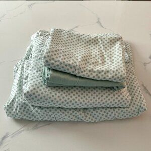 NEVER USED Kate Spade New York Queen Sheet Set, Green Flower Dot, 100% Cotton